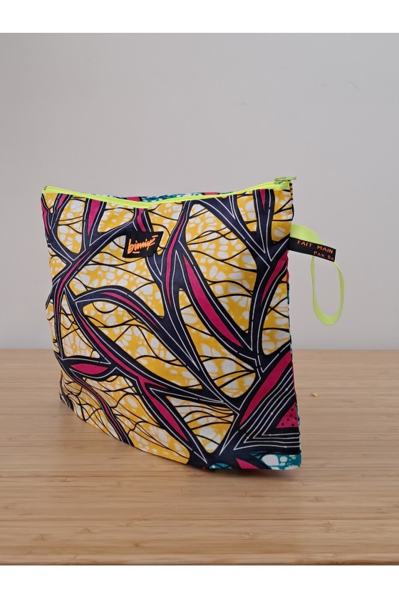 Pochette zippée 30cm "WAX FUSCHIA JAUNE 2"